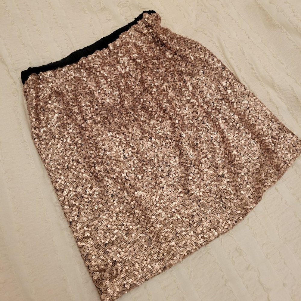 Cutie - Gold Sequin Waist Band Mini Skirt - Small (Listed Size 10)